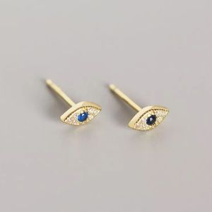 New 18K Gold Vermeil Sterling Silver 925 Crystal Evil Eye Earrings set